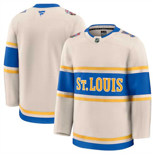 Mens St. Louis Blues Blank Cream 2024-25 Winter Classic Stitched Hockey Jersey Dzhi